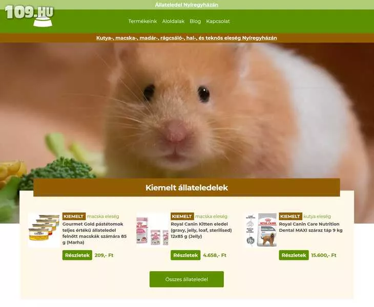 Kurcz állat eledel - Weboldal készítés Nyíregyháza
