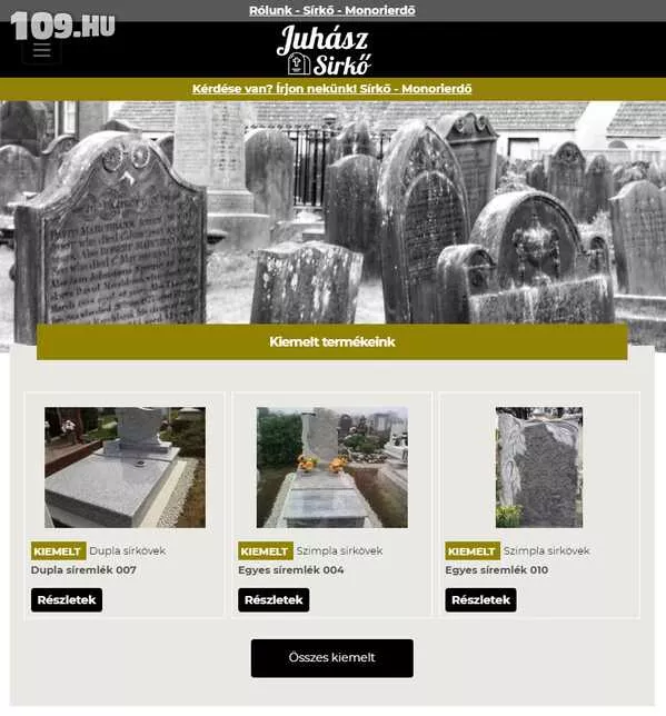 Juhász sírkő - Weboldal készítés Monorierdő