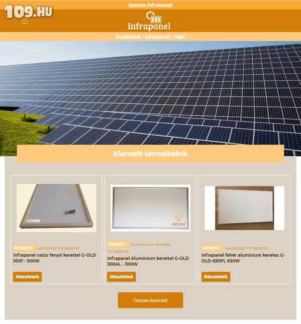 Infra panel - Weboldal készítés Tata