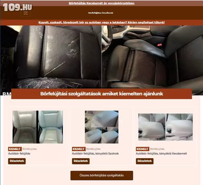 Bútorbőr és Autóbőr Felújítás - Weboldal készítés Szolnok