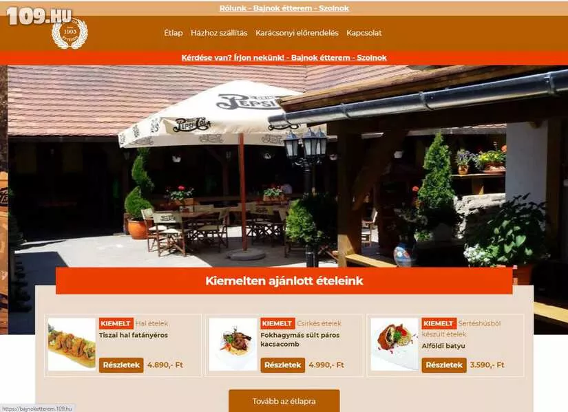 Bajnok étterem - Weboldal készítés Szolnok