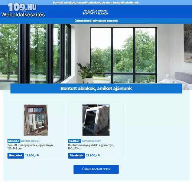 Bontott ablak Weboldal készítés Törökszentmiklós
